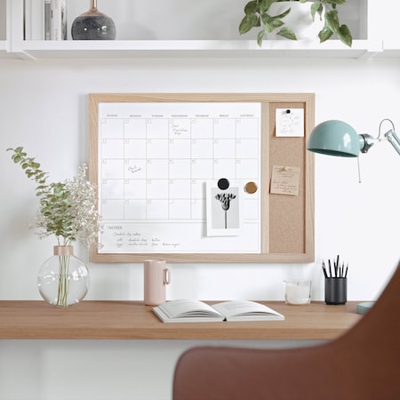Martha Stewart Everette 24in.x18in. Magnetic Dry Erase Calendar and Crk Board Combo w/Mrkr, Mgnts, and Psh Pns BR-PM-COM-MW4C1-4561-LN-MS